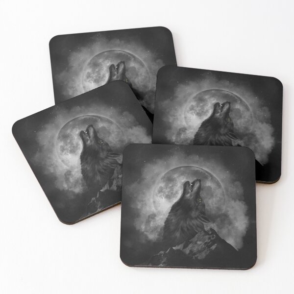 Item preview, Black Wolf Howling Black & White designed and sold by k9printart.