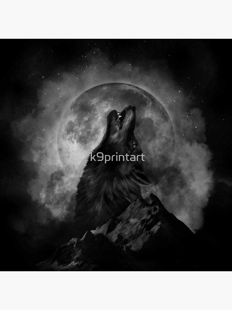 Werewolf By Night Full Moon Poster Black N White by AkiTheFull on