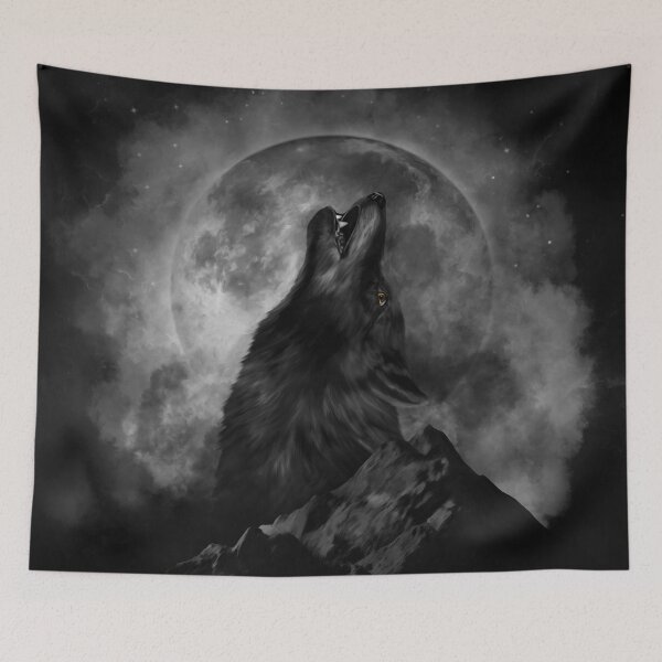 Item preview, Black Wolf Howling Black & White designed and sold by k9printart.