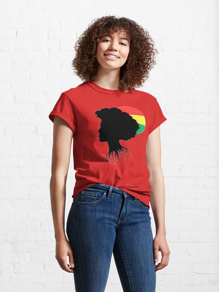 Alternate view of Rasta Dreads Reggae Roots Empress Ethiopian Flag Classic T-Shirt