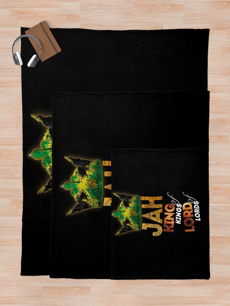 Alternate view of Jah King Of Kings Jamaica Rasta Flag Reggae Roots Dreads Throw Blanket