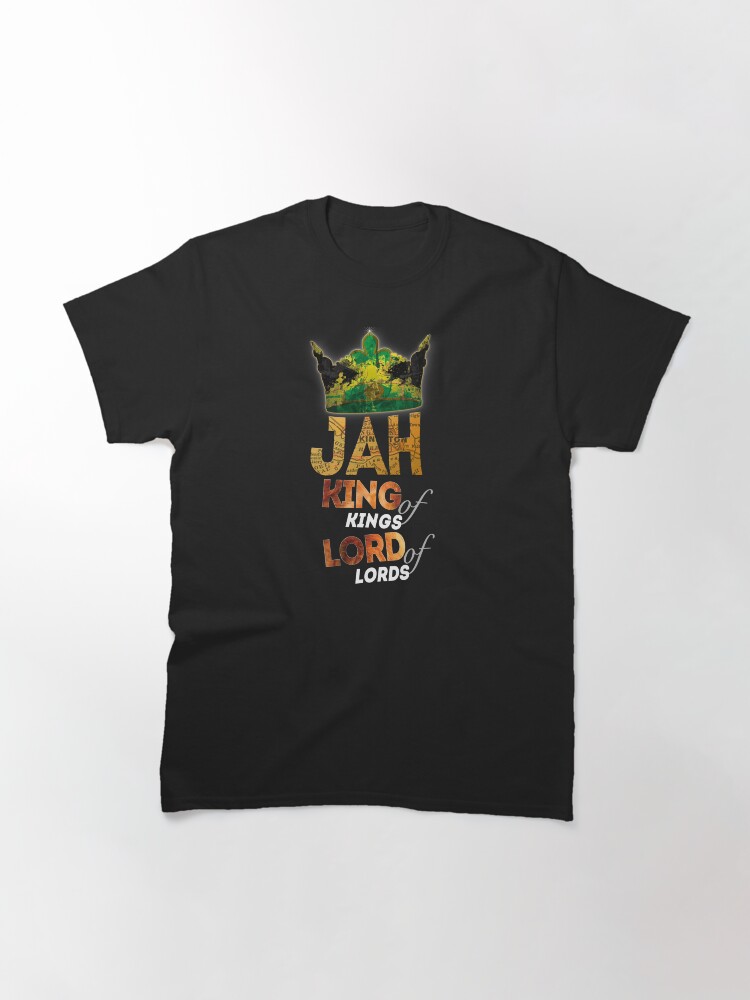 Alternate view of Jah King Of Kings Jamaica Rasta Flag Reggae Roots Dreads Classic T-Shirt