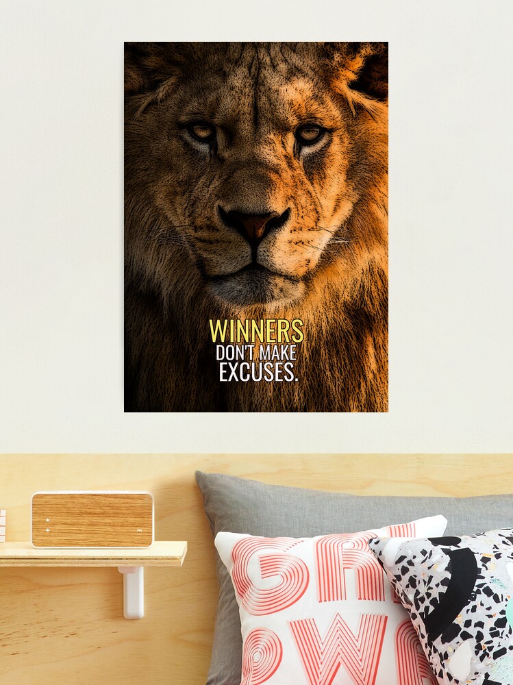 Poster Inspirationnel Lion – Faire Des Changements Pas D'Excuses – Art Mural Motivant