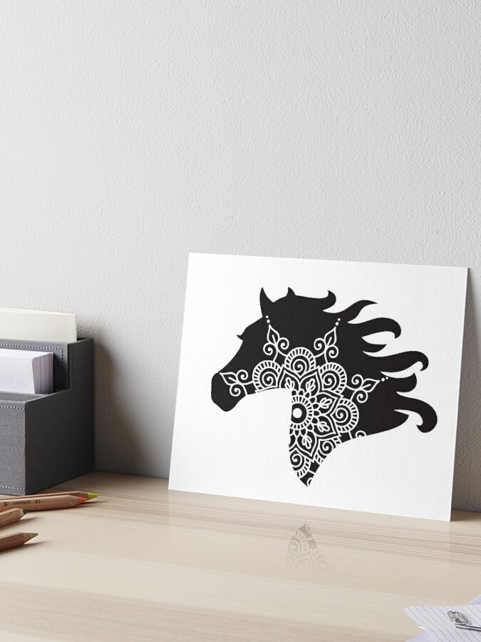 Download Head Horse Mandala Yoga Art Board Print By Mea1007 Redbubble