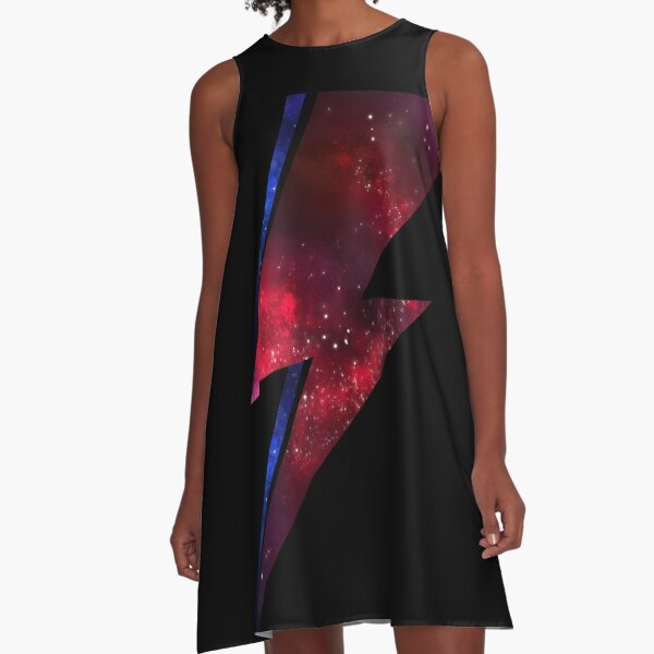 Spacial Lightening Bolt Bowie A-Line Dress