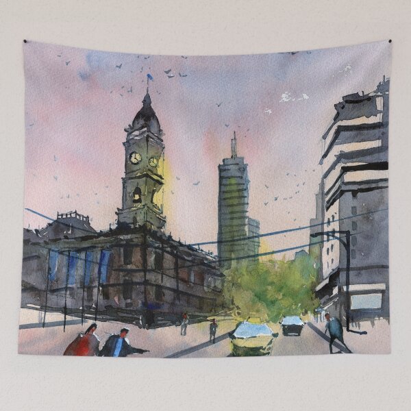 Item preview, Melbourne Town Hall designed and sold by darrenyeoart.