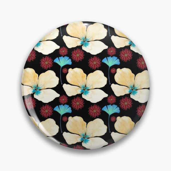 Item preview, black botanical pattern yellow flower and gingko leaf designed and sold by AnnaBaldon.
