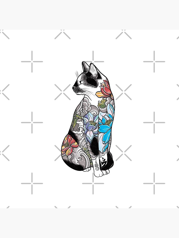 Cat in Lotus Tattoo by runcatrun