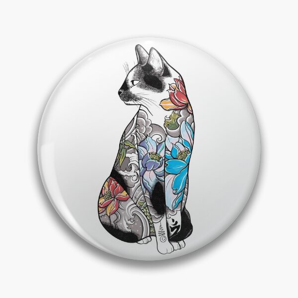 Item preview, Cat in Lotus Tattoo designed and sold by runcatrun.