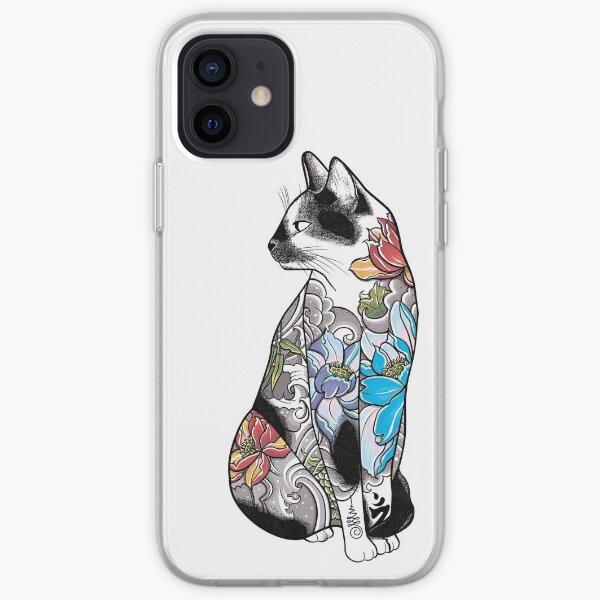 Cat in Lotus Tattoo iPhone Soft Case