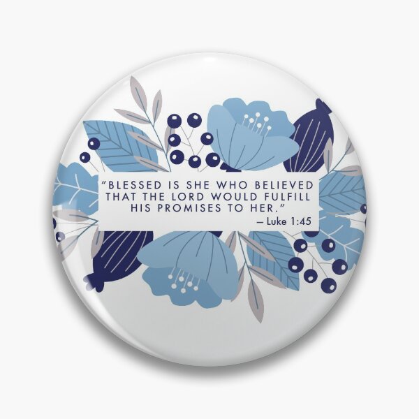 Item preview, Luke 1:45 Bible Verse with Blue Floral Border designed and sold by gsproductsgs.