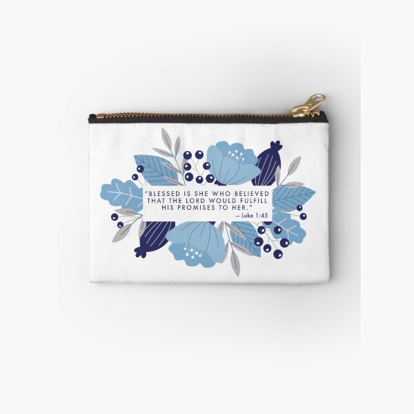 Item preview, Luke 1:45 Bible Verse with Blue Floral Border designed and sold by gsproductsgs.