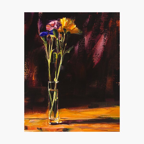 Pink Yellow & Blue Flowers Photographic Print