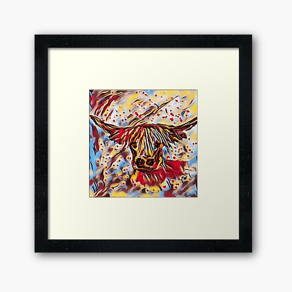 Highland Cow, 11, designed, create, Janet Watson Art, Framed Art Print