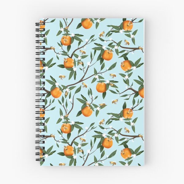 Item preview, Bees, Oranges and Flowers - Light Blue designed and sold by CoffeeandPixels.