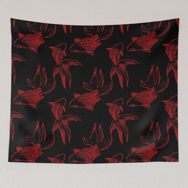 Item preview, goldfish pattern black designed and sold by AnnaBaldon.