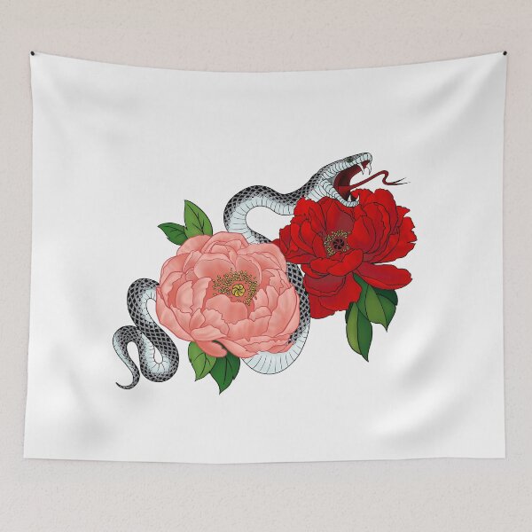 Item preview, Snake and flowers designed and sold by dollyxdaydreamx.