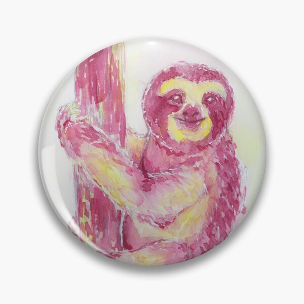 Item preview, Pink and Yellow Smiling Watercolor Sloth designed and sold by AndraMarie.