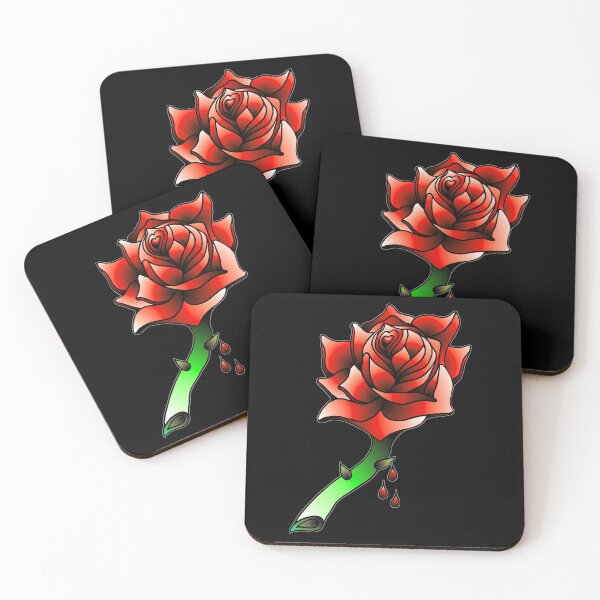 Item preview, Old School Rose Tattoo Design With Blood Drops. designed and sold by OriginalDP.