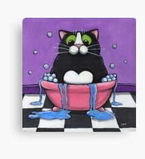 Fat Cat Takes A Bath Canvas Print