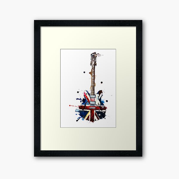 union jack epiphone oasis guitarra eléctrica Lámina enmarcada