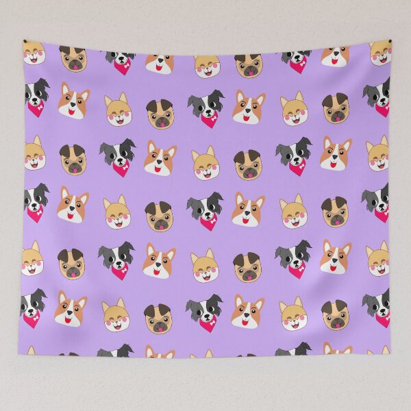 Item preview, kawaii Shiba Inu, pug, border collie, and welsh corgi dogs designed and sold by Ralph Hossepian.