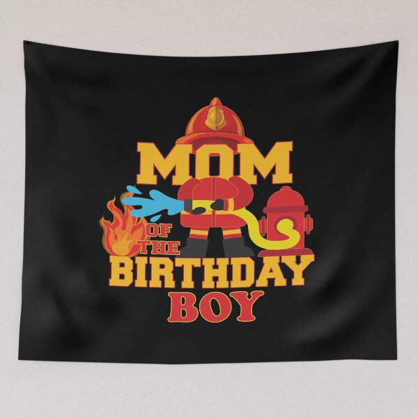Item preview, Mom Of The Birthday Boy Firetruck Firefighter Party print designed and sold by Grabitees.