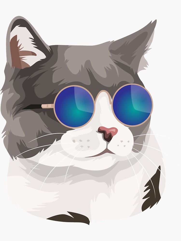 Thumbnail 3 of 3, Sticker, Cool Cat With Glasses designed and sold by chonkyanimals.