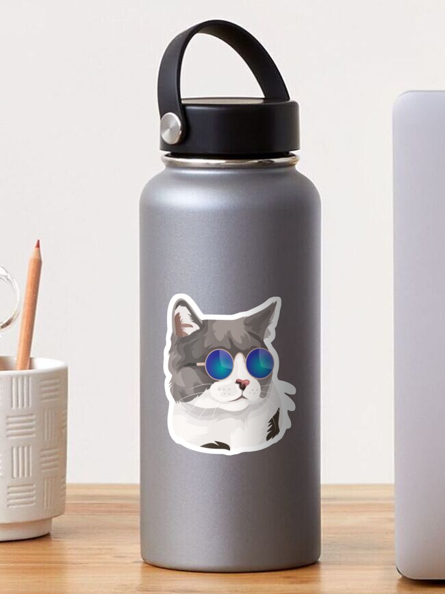 Thumbnail 1 of 3, Sticker, Cool Cat With Glasses designed and sold by chonkyanimals.