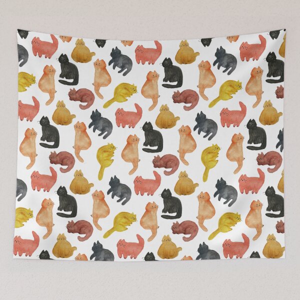 Item preview, Purrrfect watercolor fat cat pattern designed and sold by Onyria Art.