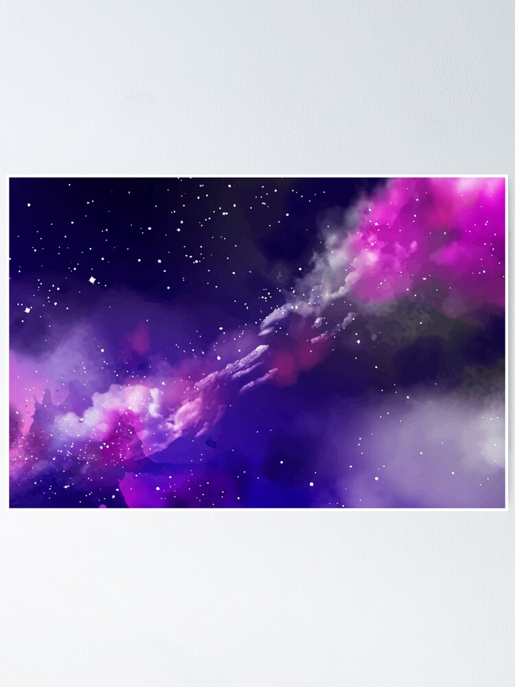 Purple Sky With Clouds And Stars Abstract Poster By Roseofgold Redbubble