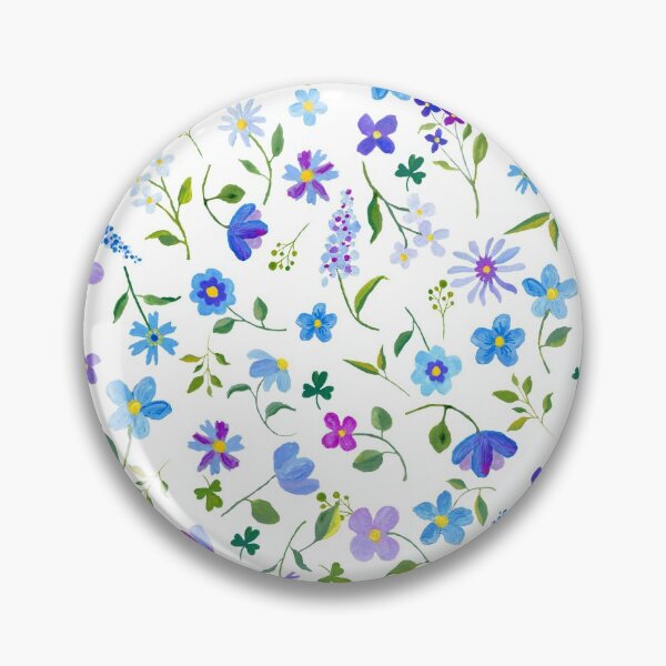 Item preview, blue and purple romantic flowers (large) designed and sold by paint-it-fun.