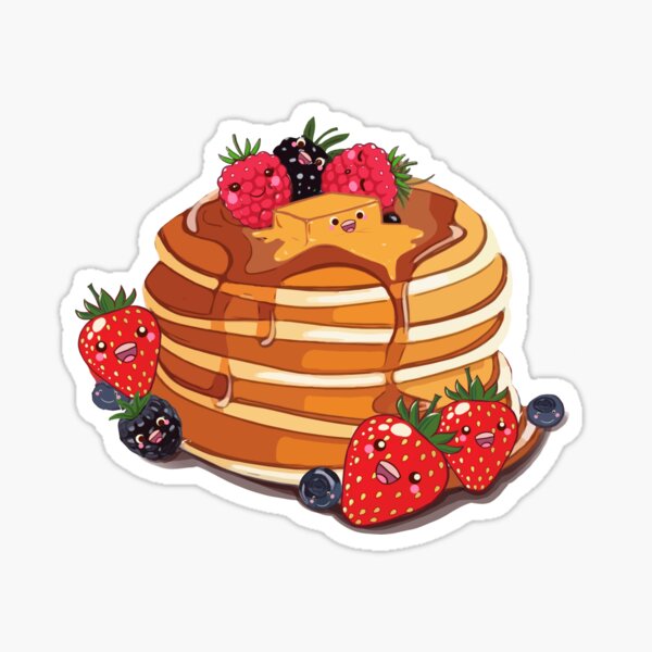 Pancake Kawaii strawberry rasberry butter Sticker