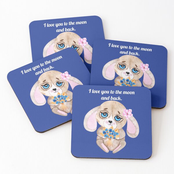 Item preview, Little Bunny Rabbit with gorgeous blue eyes and "forget-me-not " flowers designed and sold by irinagingercat.