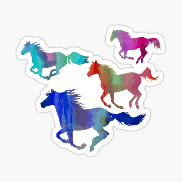 Four Running Horses 3 Sticker
