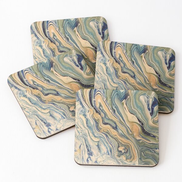 Poured paint on canvas Coasters (Set of 4)