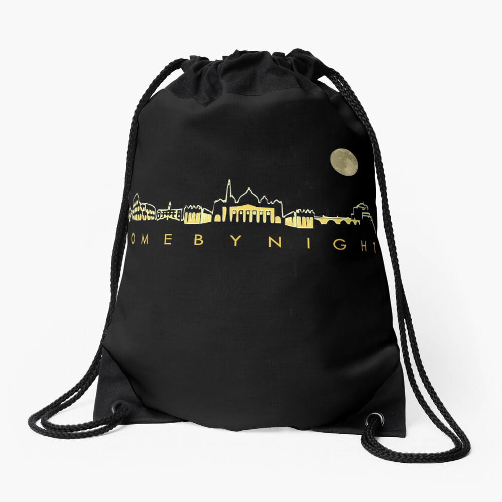 Rome By Night Panorama Roman City Silhouette Drawstring Bag