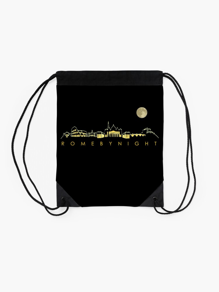 Alternate view of Rome By Night Panorama Roman City Silhouette Drawstring Bag