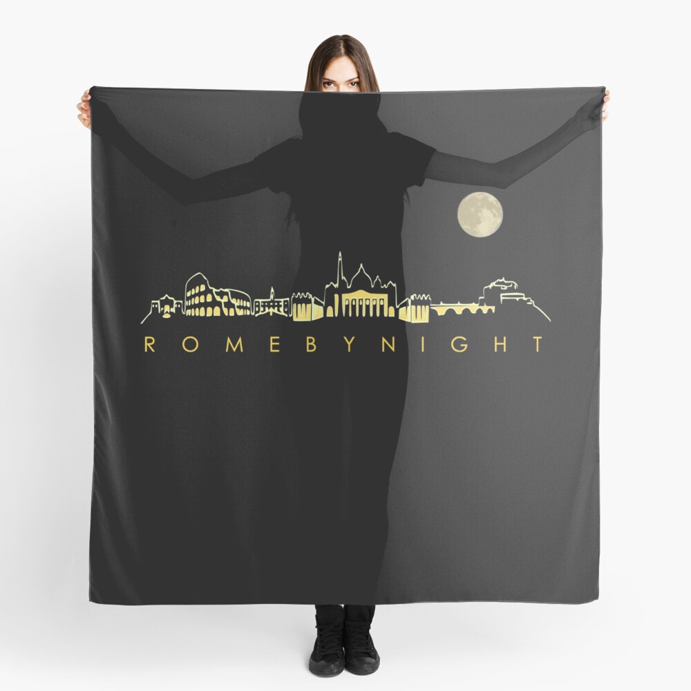 Rome By Night Panorama Roman City Silhouette Scarf