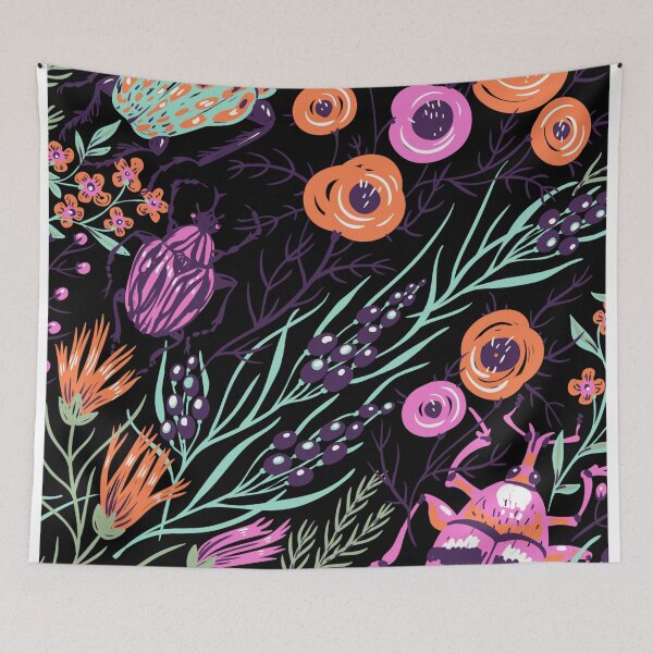 Item preview, Nature floral pattern background with insects designed and sold by PeterProtozoa.