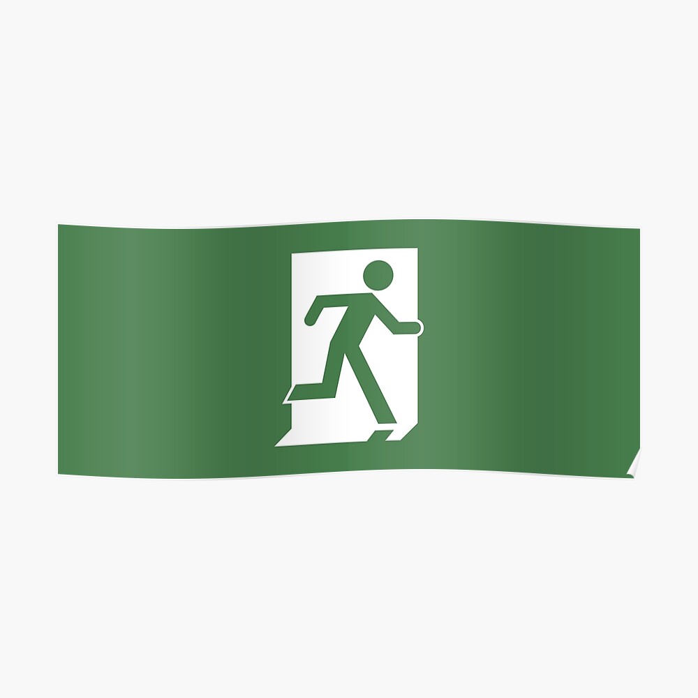 green running man exit sign