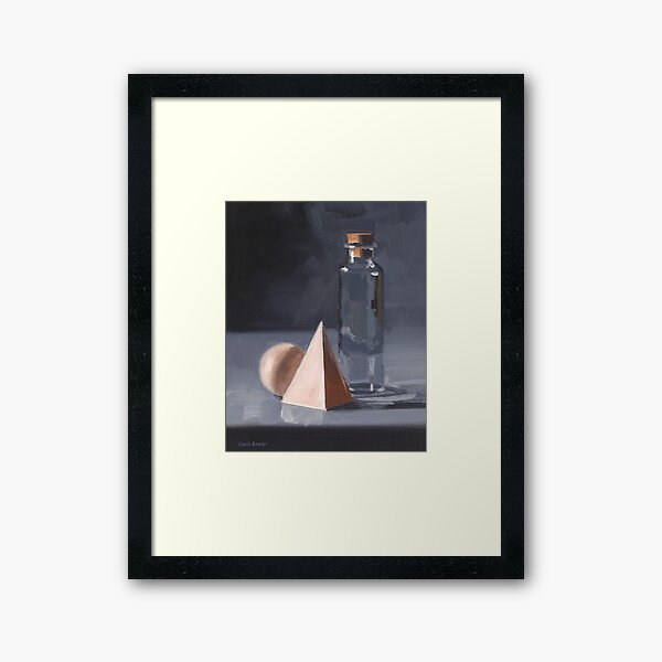 Bottle With Wood Blocks Framed Art Print