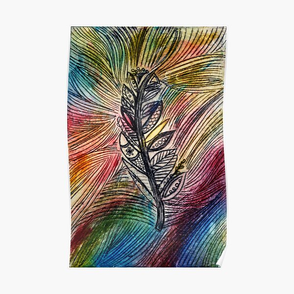 Colourful Abstract Feather Poster