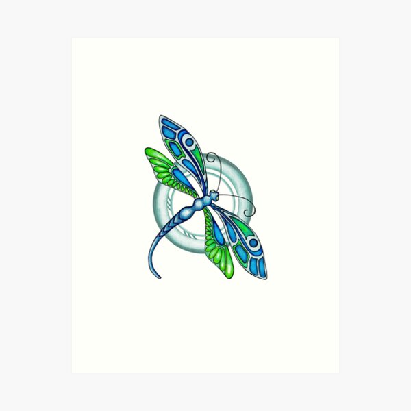 Deco Dragonfly Art Print