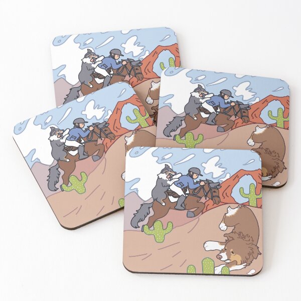 Item preview, Australian Shepherd dog leading the way through the desert designed and sold by Ivy Fox Illustration.