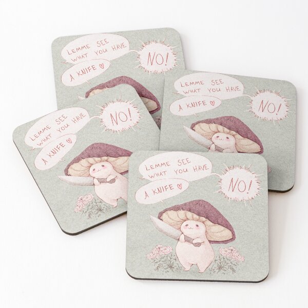 Let me see what you have little Mushroom - text Coasters (Set of 4)