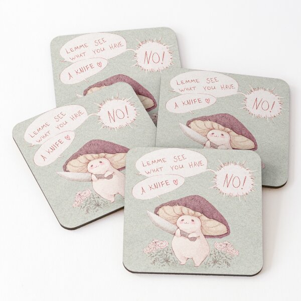Let me see what you have little Mushroom - text  Coasters (Set of 4)