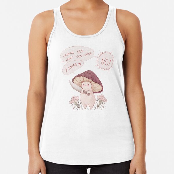 Lassen Sie mich sehen, was Sie kleinen Pilz - Text haben Racerback Tank Top