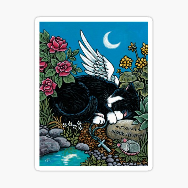 Forever in Our Hearts - Sleeping Angel Cat Sticker