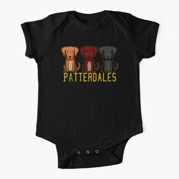 Black Brown Tan Patterdale Terrier Dogs Funny Faded Vintage Short Sleeve Baby One-Piece